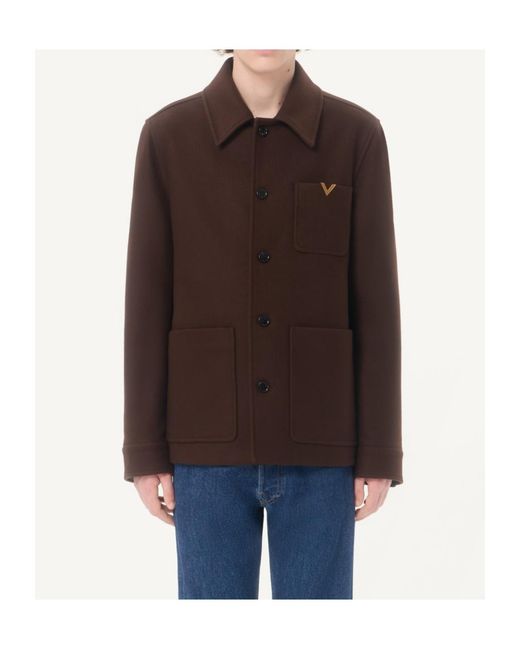 Valentino Brown Vgold Button-Up Jacket for men
