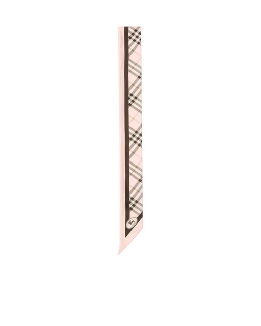 Burberry White Skinny Check Scarf