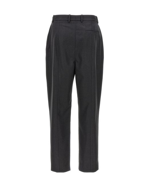 McQueen Black Straight-Leg Pinstripe Tailored Pants
