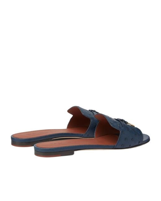Loro Piana Blue Round Head Slippers