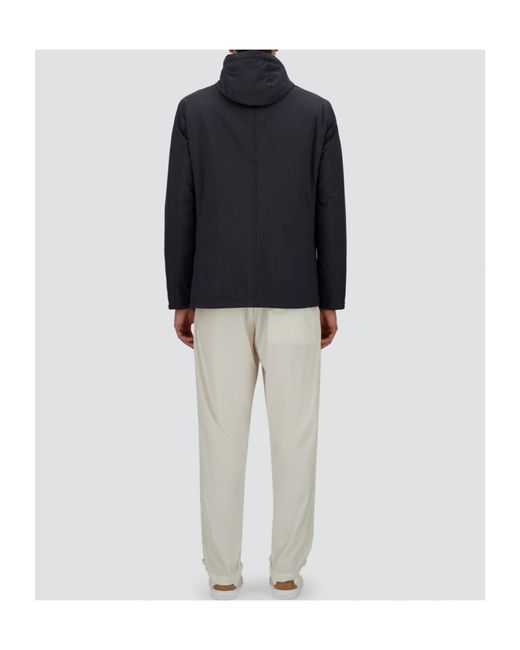 Herno Blue Hooded Three-Button Jacket for men