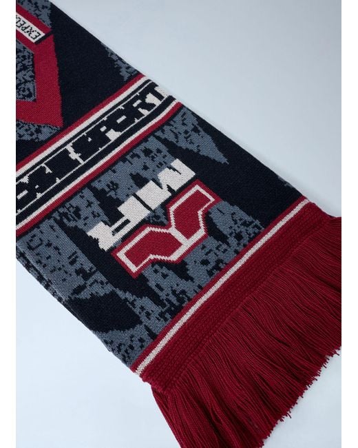 Martine Rose Blue Logo Intarsia Scarf for men