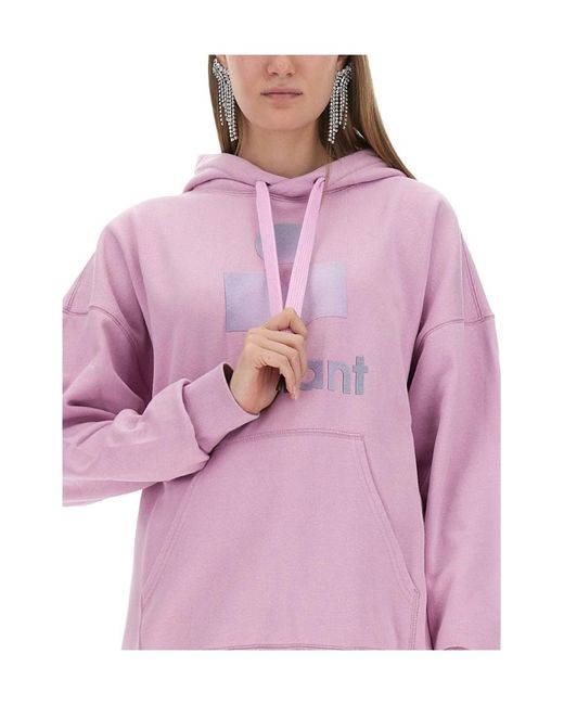 Isabel Marant Pink Isabel Marant Étoile Logo-Printed Drawstring Hoodie