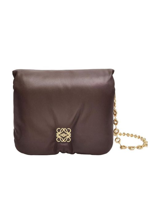 Loewe Brown Goya Puffer Chained Shoulder Bag