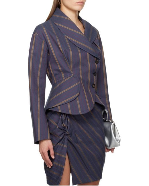 Vivienne Westwood Blue Striped Button-Up Jacket