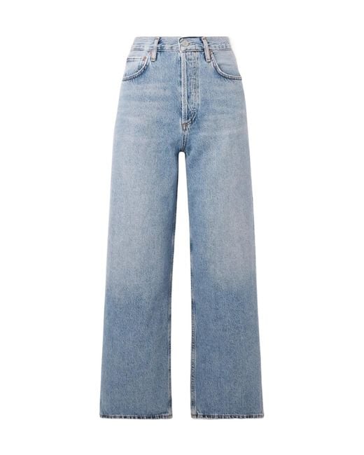 Agolde Blue High-Waist Wide-Leg Denim Trousers