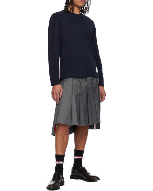 Thom Browne Blue Bar Striped Crewneck Sweatshirt for men