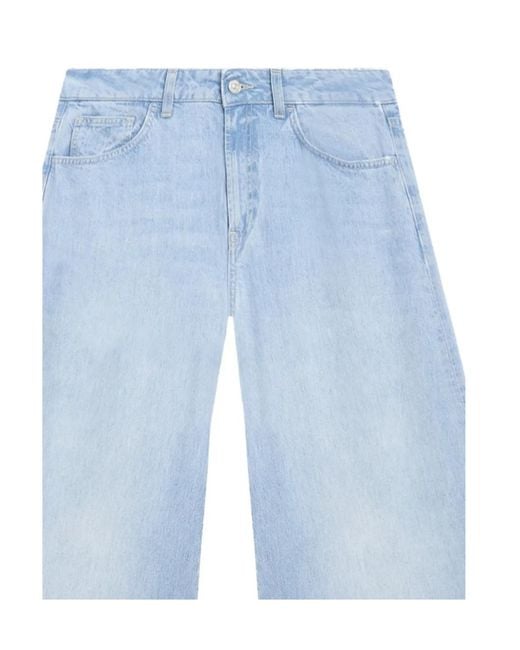 Dondup Blue High-Rise Wide-Leg Jeans
