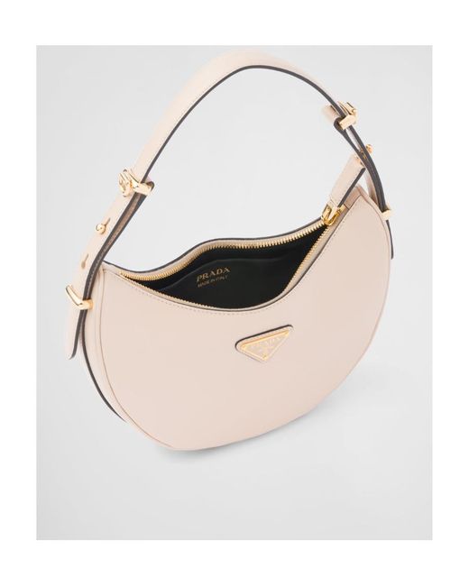 Prada White Arqué Leather Shoulder Bag