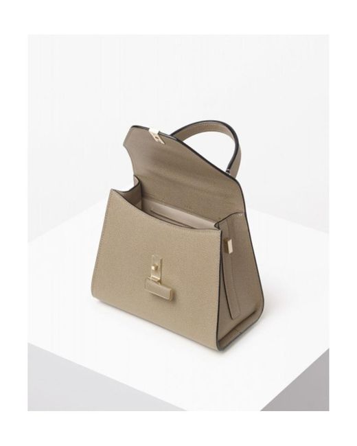 Valextra Natural Iside Foldover Mini Top Handle Bag