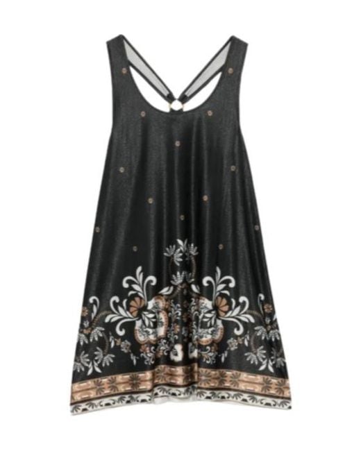 Twinset Black Floral-Print Ring-Detail Top