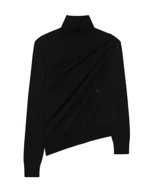 Courreges Black Courrèges Off Shoulder Mockneck Top for men