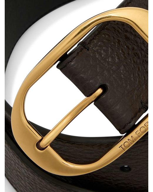 Tom Ford White Oval-Buckle Textured Belt for men
