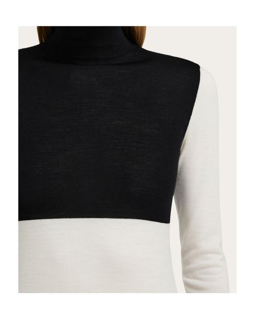 Ferragamo Black Contrast Color Dress