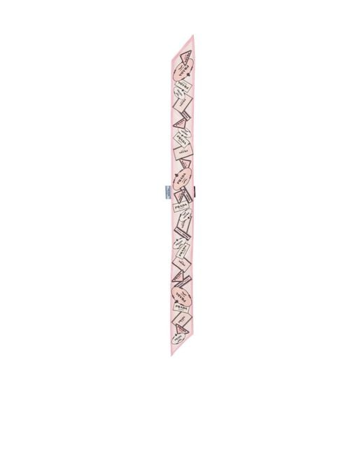 Prada White Printed Long Scarf