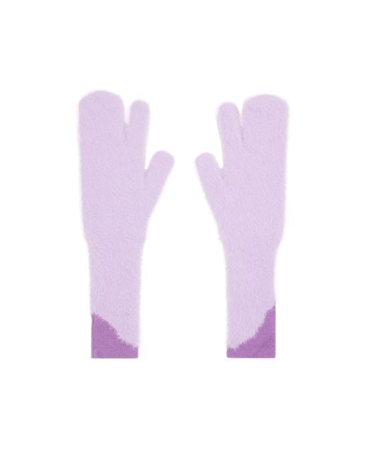 MM6 by Maison Margiela Purple Two-Tone Faux-Fur Gloves