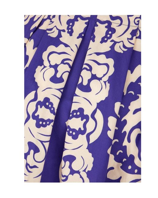 Etro Purple Floral-Print Pleated Midi Dress