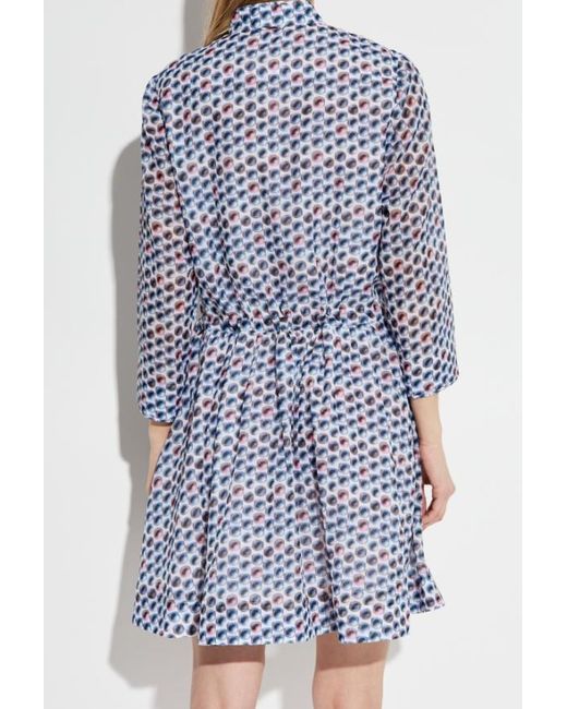 Tory Burch Blue Printed Mini Shirt Dress