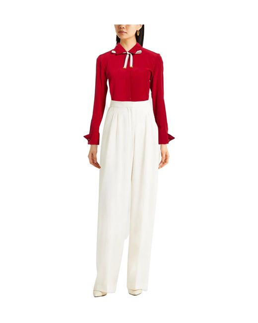Max Mara Red Solid Color Long-Sleeve Shirt