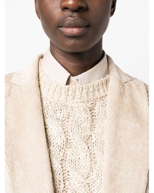 Brunello Cucinelli Natural Sequin-Embellished Cable-Knit Jumper