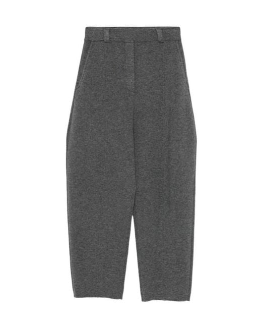 Lisa Yang Gray Wrenda Belt-Loop Knitted Trousers