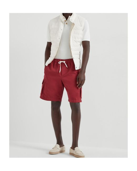 Brunello Cucinelli Red Cargo-Pockets Shorts for men