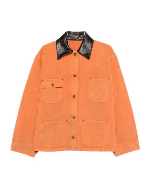 Prada Orange Long-Sleeved Button-Up Jacket