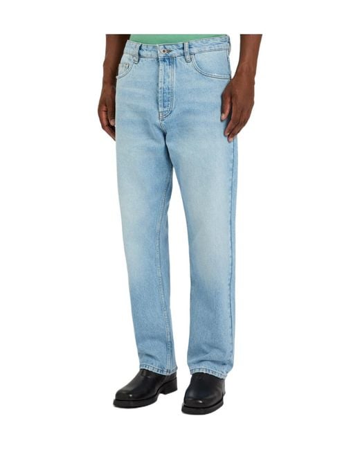 Studio Nicholson Blue Mid-Rise Straight-Leg Jeans for men