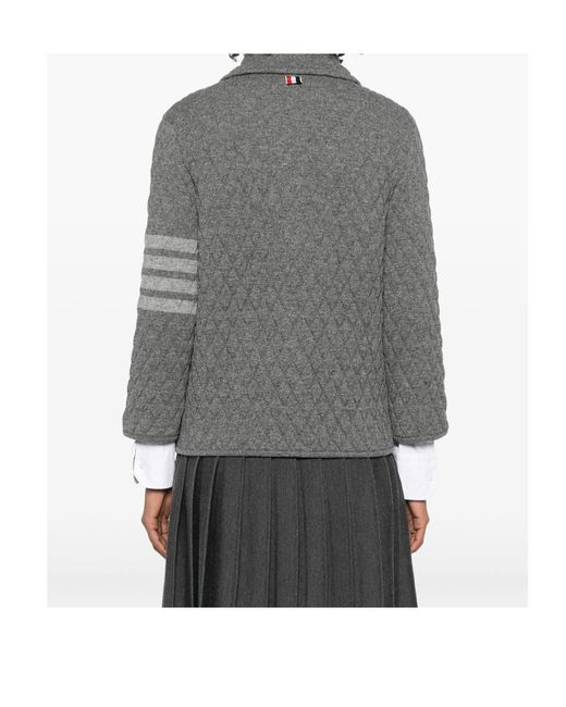 Thom Browne Gray 4 Bar Stripes Quilted Jacket