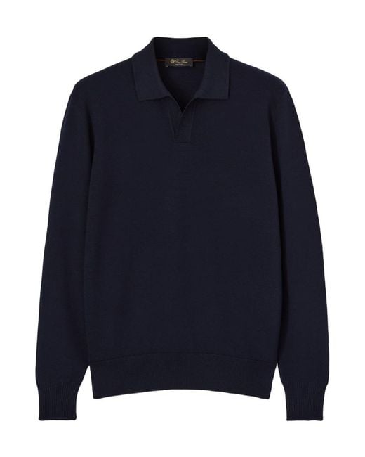 Loro Piana Blue Buttonless Polo Shirt for men