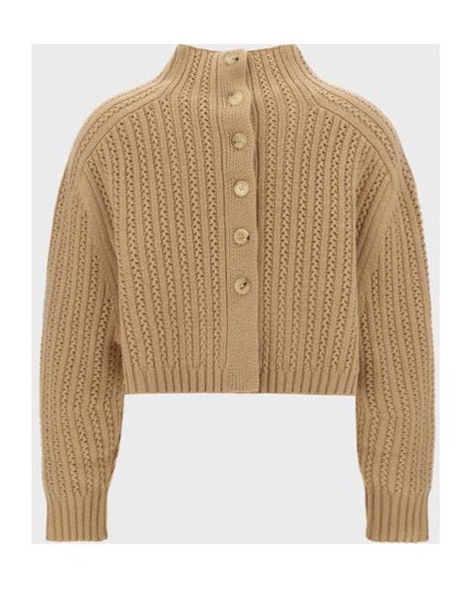 Max Mara Natural Hodeida High Neck Cropped Cardigan