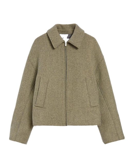Jil Sander Green Gabardine Padded Jacket for men