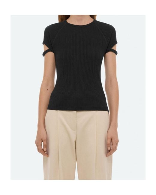 Helmut Lang Black Cutout Sleeve Top