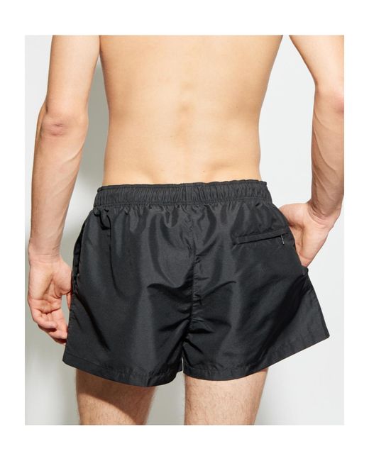 Versace Gray Drawstring Logo-Patch Swim Shorts for men