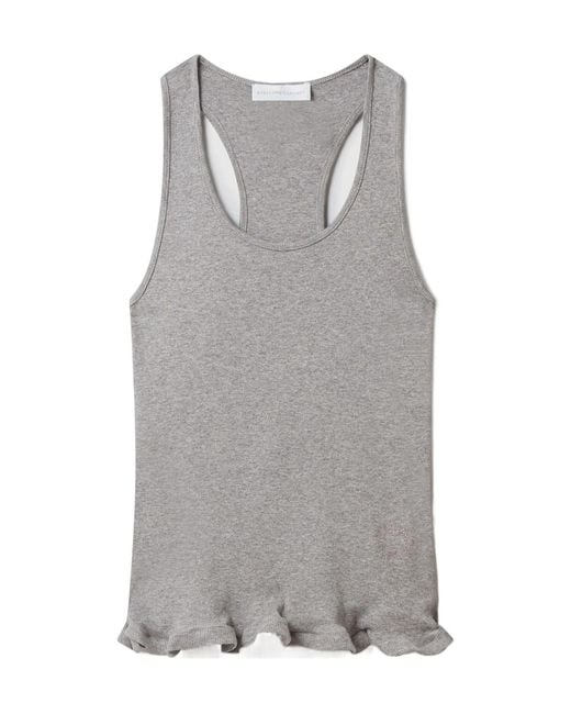 Stella McCartney Gray Frilled Hem Ribbed Tank Top