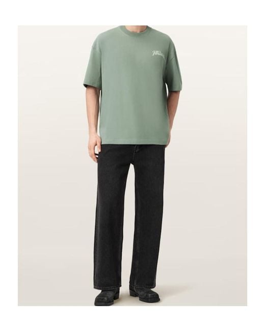 AllSaints Green Odyssey Oversized Short Sleeve Crew T-Shirt for men