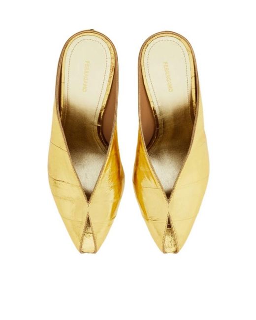 Ferragamo Natural Ferragamo Open-Toe Wedge Mules