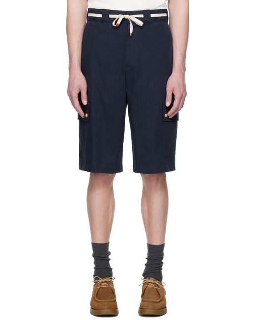 Drole de Monsieur Blue Drôle De Monsieur Le Short Workwear Chevron Shorts for men