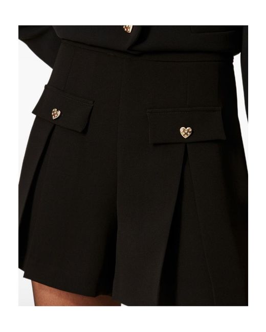 Twinset Black Pleated Detail Shorts