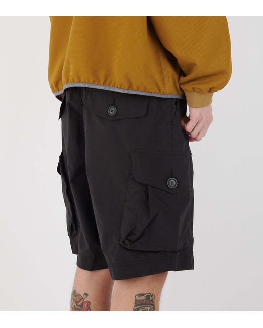 And Wander Black Oversized Cargo Shorts for men