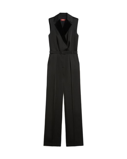 Max Mara Black Lapel Sleeveless Jumpsuit