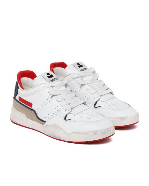Isabel Marant White Logo Embossed Lace-Up Sneakers