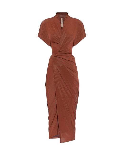 Rick Owens Red Wrap Midi Dress
