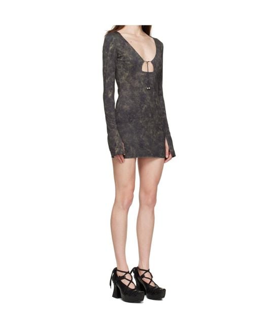 16Arlington Black Printed Long Sleeve Dress