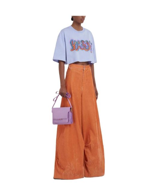 Marni Blue Jersey T-Shirt With Print