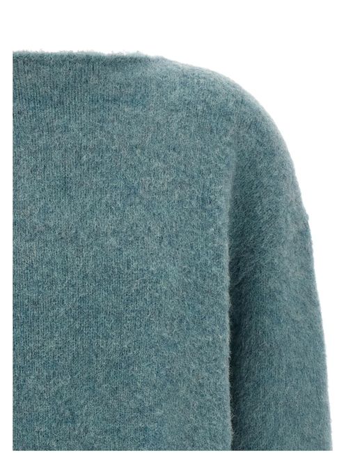 Jil Sander Blue Frayed Edge Boat-Neck Jumper