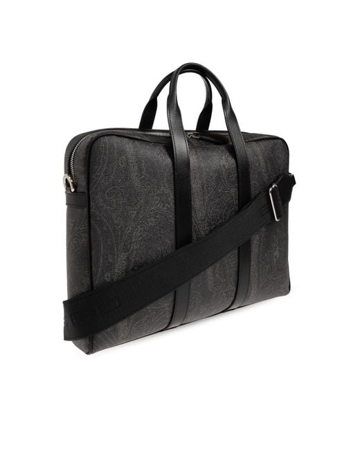 Etro Black Paisley Messenger Bag for men