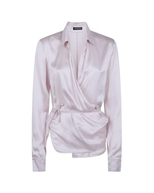 Ann Demeulemeester Purple 'Alba' Asymmetric Wrap Shirt