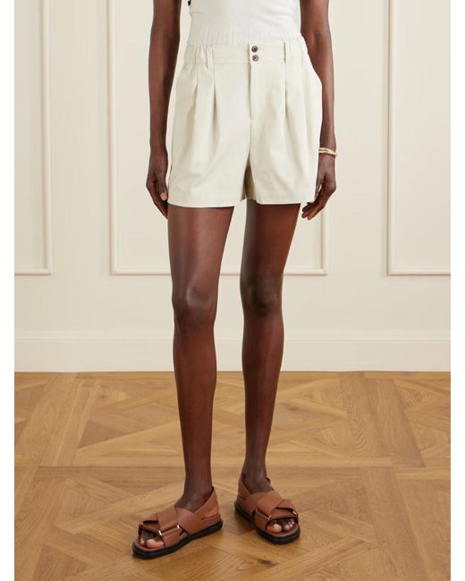 Varley White Tansy Pleated Shorts
