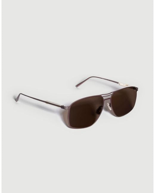 Brunello Cucinelli Brown Rectangular Titanium Sunglasses for men